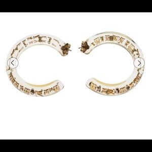 Authentic Louis Vuitton clear resin gold inclusion hoop earrings!
